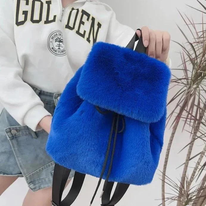 Mina Faux Fur Mini Backpacks - Glova