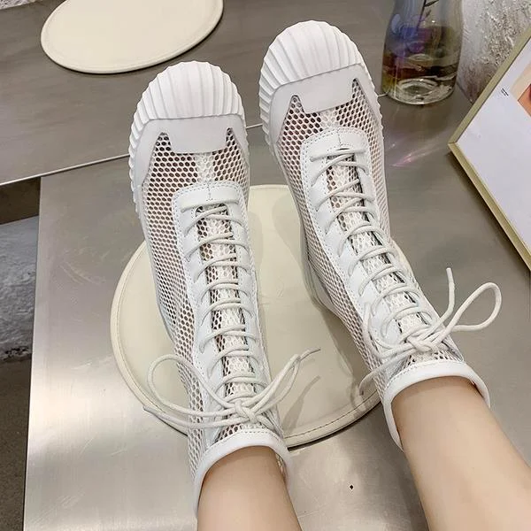 Mina Mesh Lace Up Sneaker Boots - 3 Colors - Glova