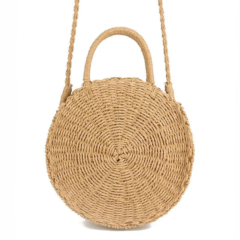 Mini Circle Straw Moroccan Market Tote w/ or w/o Tassels - 2 Colors - Glova