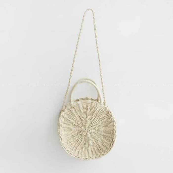 Mini Circle Straw Moroccan Market Tote w/ or w/o Tassels - 2 Colors - Glova