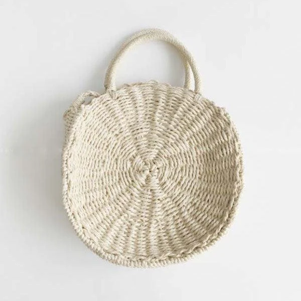 Mini Circle Straw Moroccan Market Tote w/ or w/o Tassels - 2 Colors - Glova