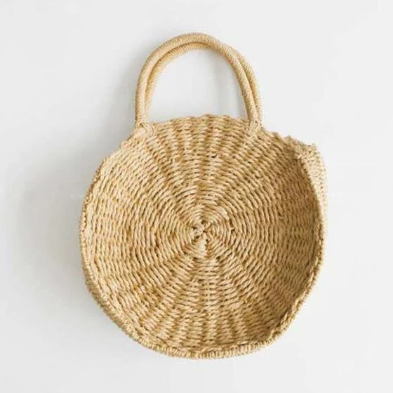 Mini Circle Straw Moroccan Market Tote w/ or w/o Tassels - 2 Colors - Glova