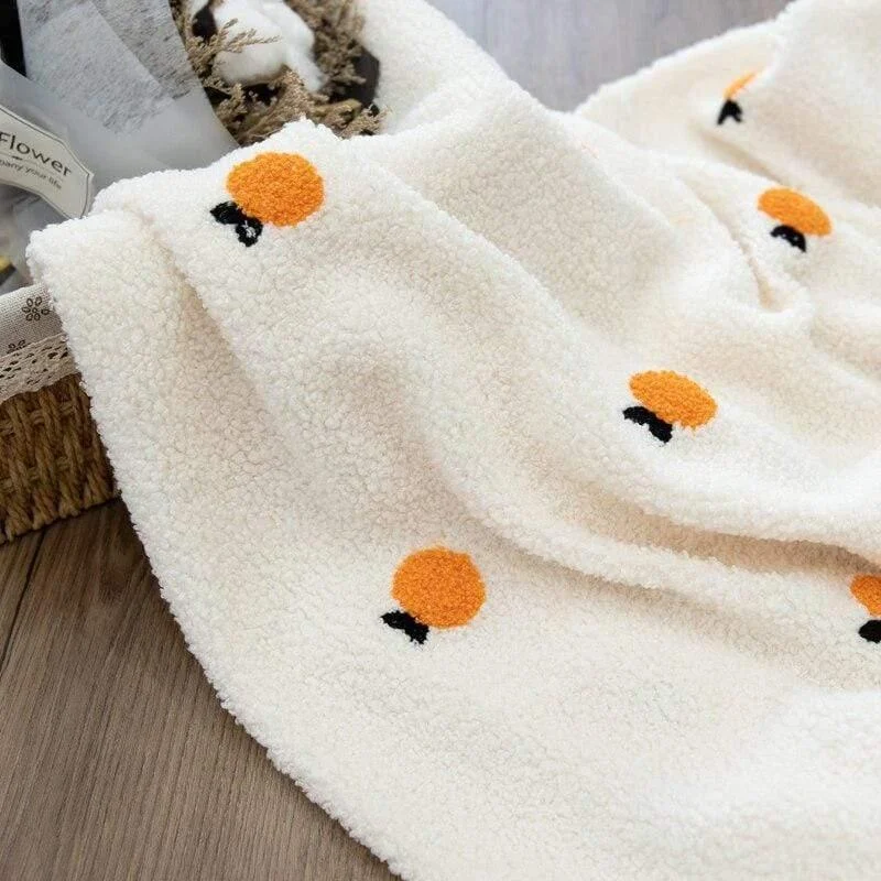 Mini Oranges Embroidered Blanket - Glova