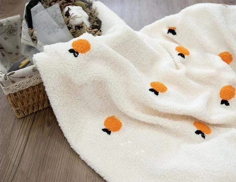 Mini Oranges Embroidered Blanket - Glova