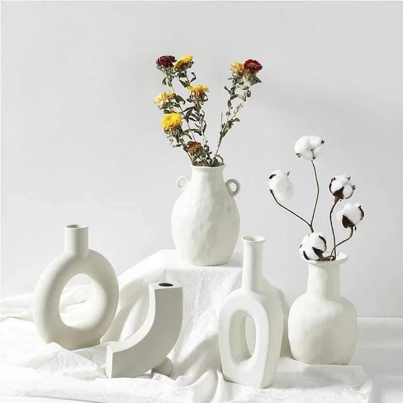 Minimalist White Flower Vases - Glova