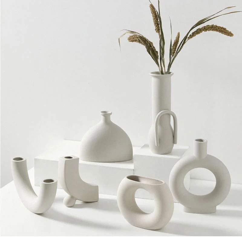 Minimalist White Flower Vases - Glova