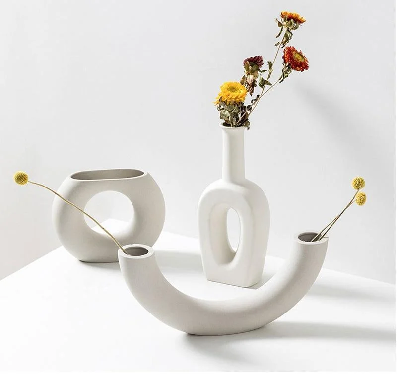 Minimalist White Flower Vases - Glova