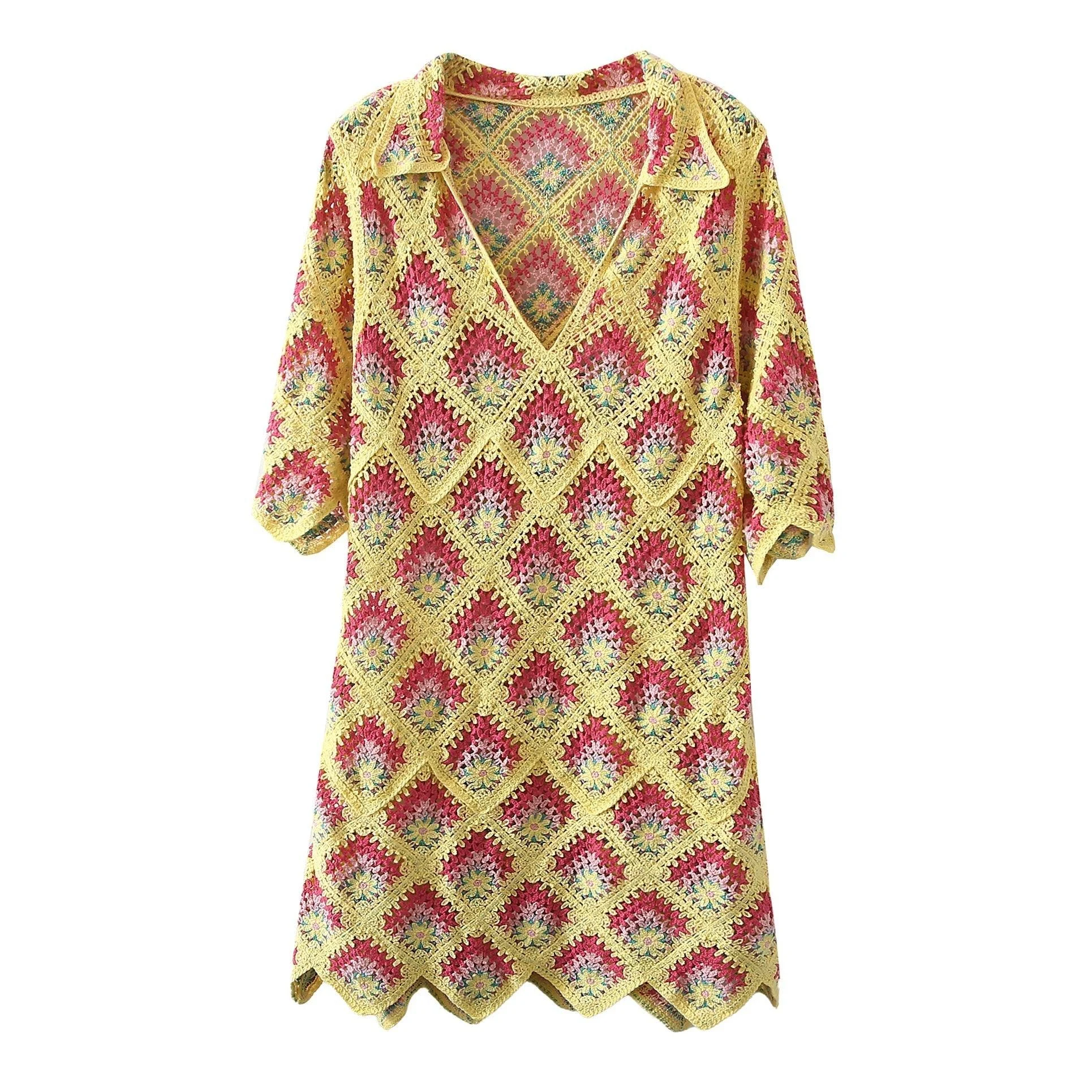 Mira Bohemian Crochet Tunic Mini Dress - 3 Colors - Glova