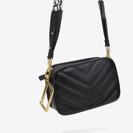 Misha Chevron Quilted Leather Shoulder Bag. - Glova