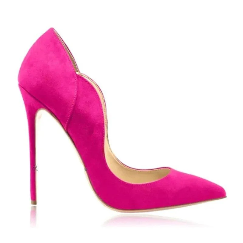 Mixed Colors Suede Leather Pump Pointed Toe High Heels Shoes - Glova