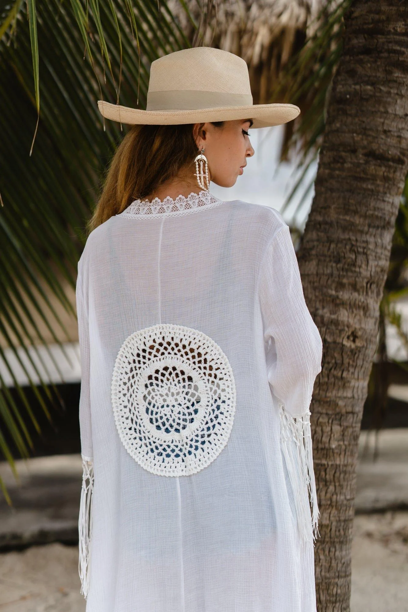 MOANA White Tassel Kimono - Glova