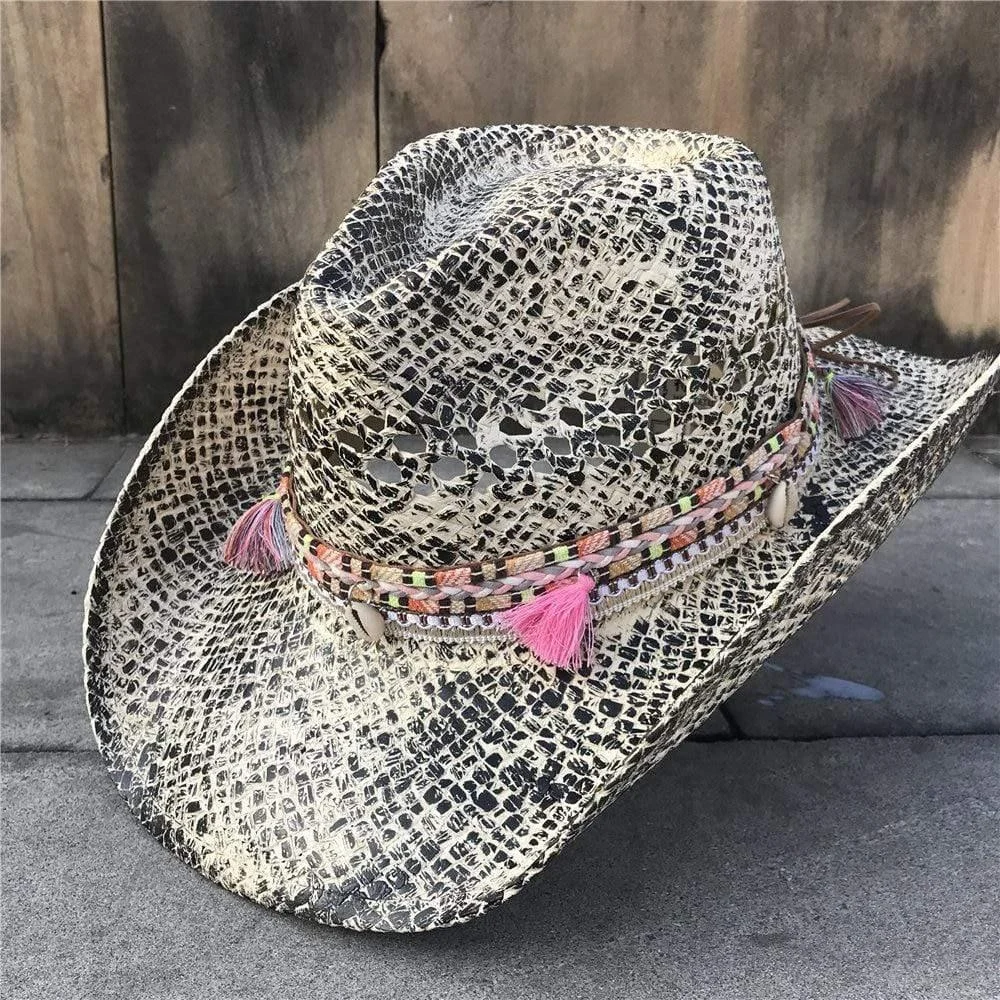 Mock-Snake Design Cowgirl Hat - Glova