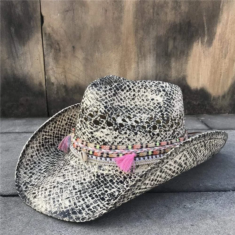 Mock-Snake Design Cowgirl Hat - Glova