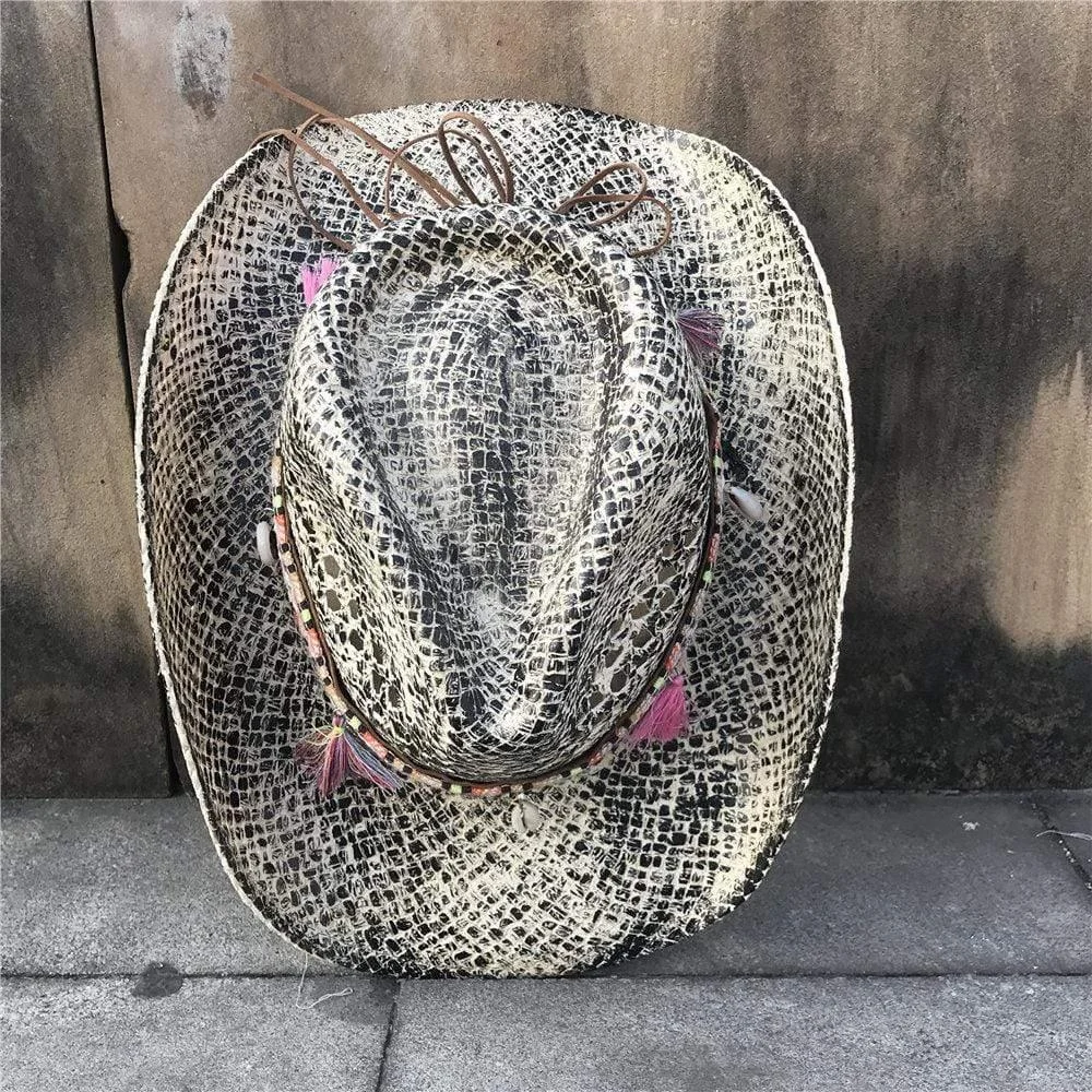 Mock-Snake Design Cowgirl Hat - Glova