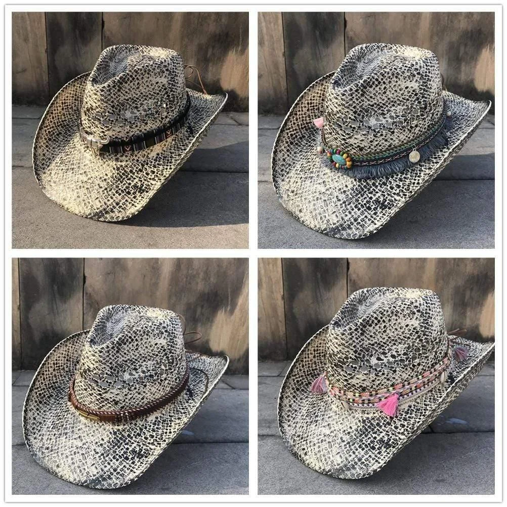 Mock-Snake Design Cowgirl Hat - Glova