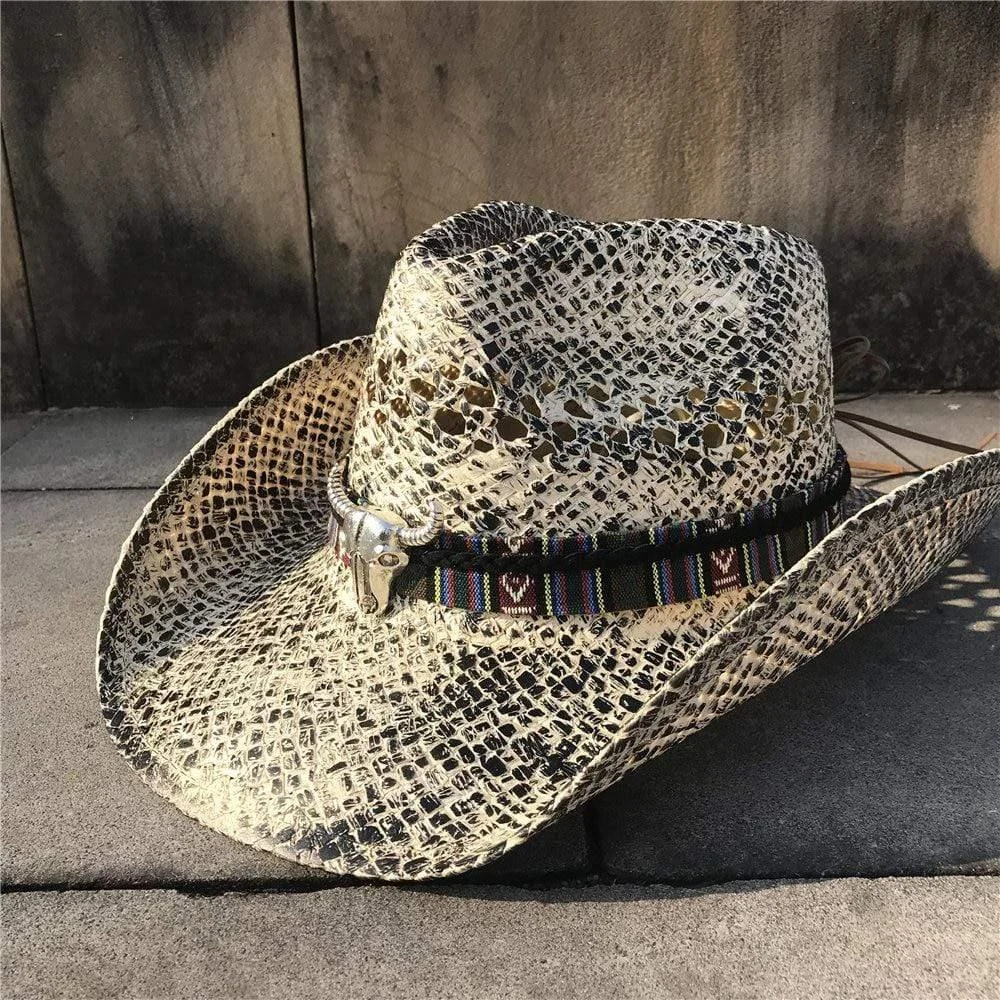 Mock-Snake Design Cowgirl Hat - Glova