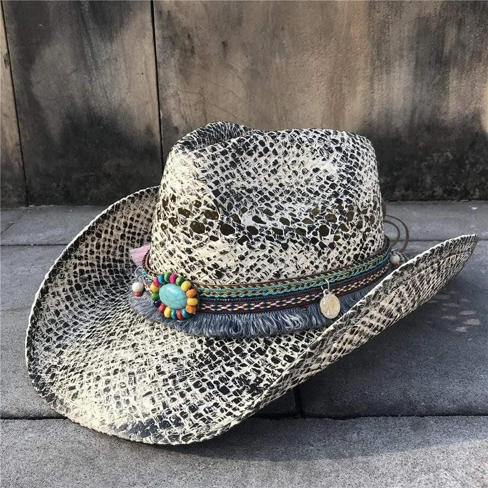 Mock-Snake Design Cowgirl Hat - Glova