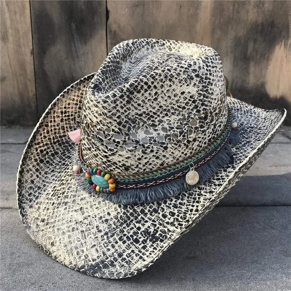 Mock-Snake Design Cowgirl Hat - Glova