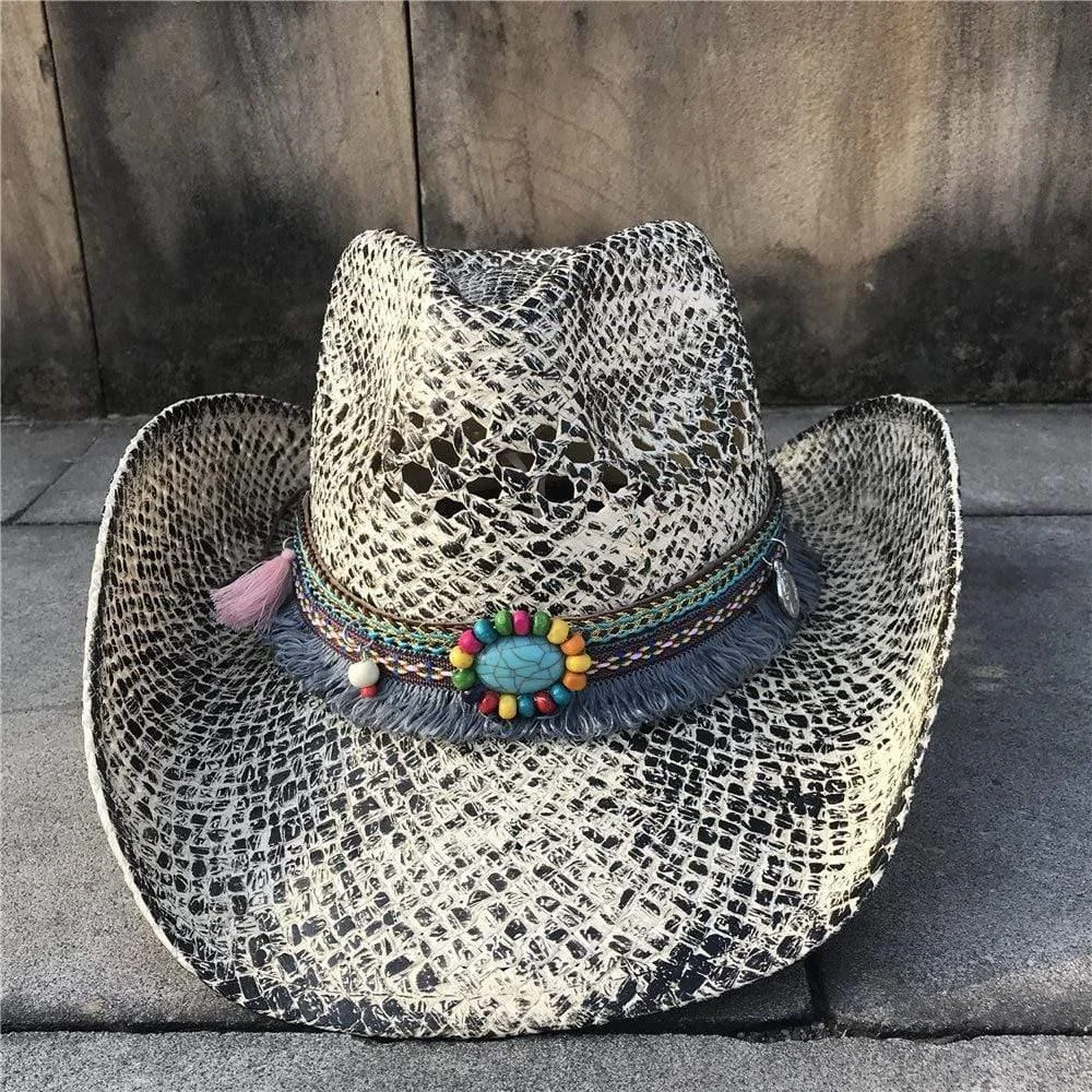 Mock-Snake Design Cowgirl Hat - Glova