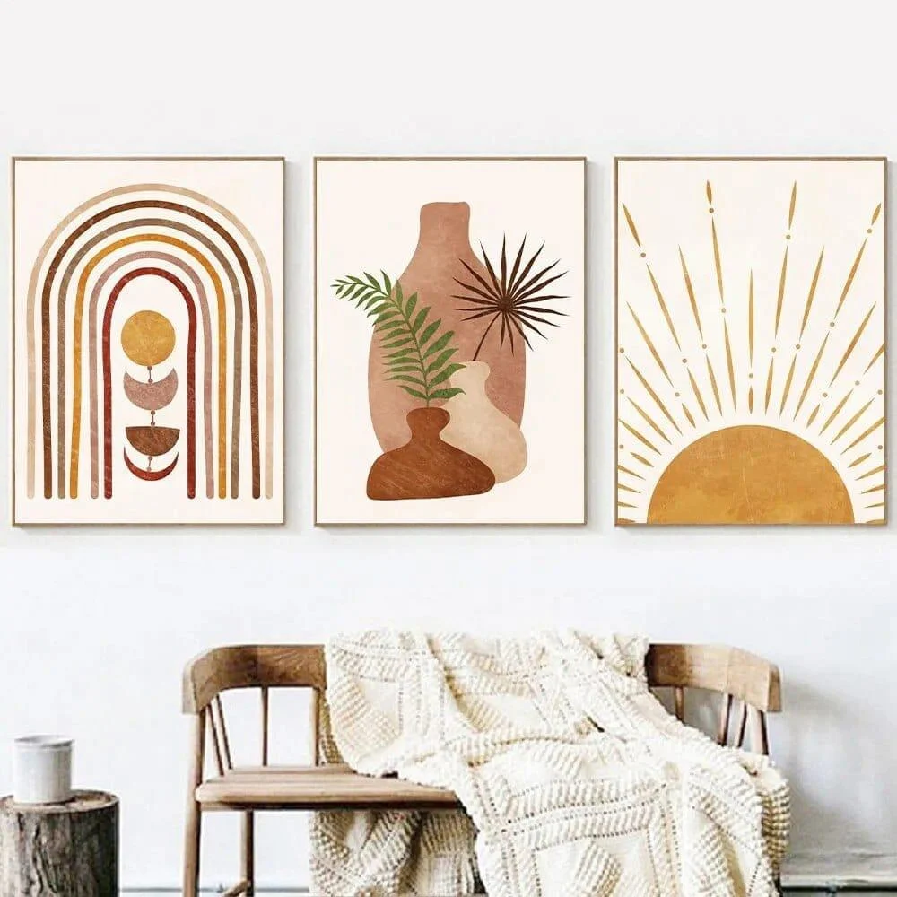 Modern Sun Art Geometric Abstract Wall Posters - Glova