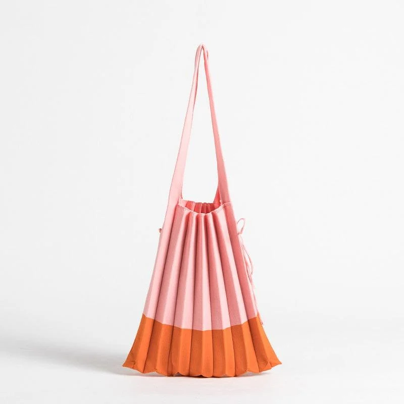 Mona Accordion Pleats Knit Shopper Bags - Glova