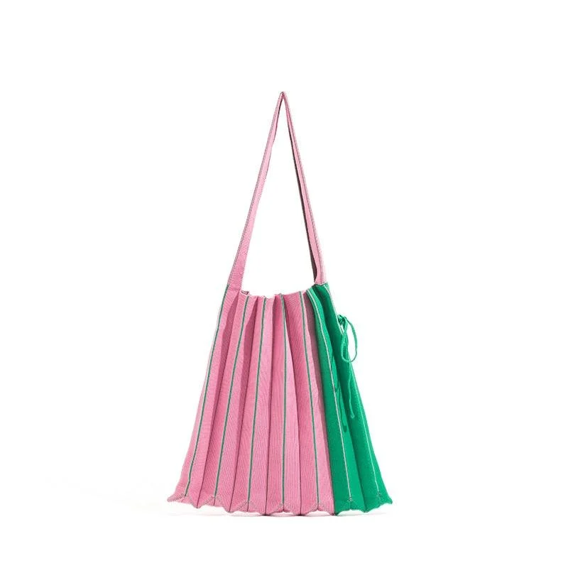 Mona Accordion Pleats Knit Shopper Bags - Glova