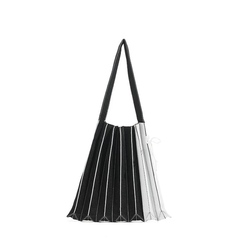 Mona Accordion Pleats Knit Shopper Bags - Glova