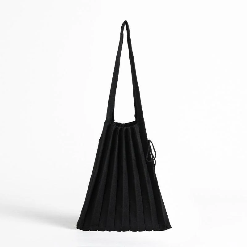 Mona Accordion Pleats Knit Shopper Bags - Glova