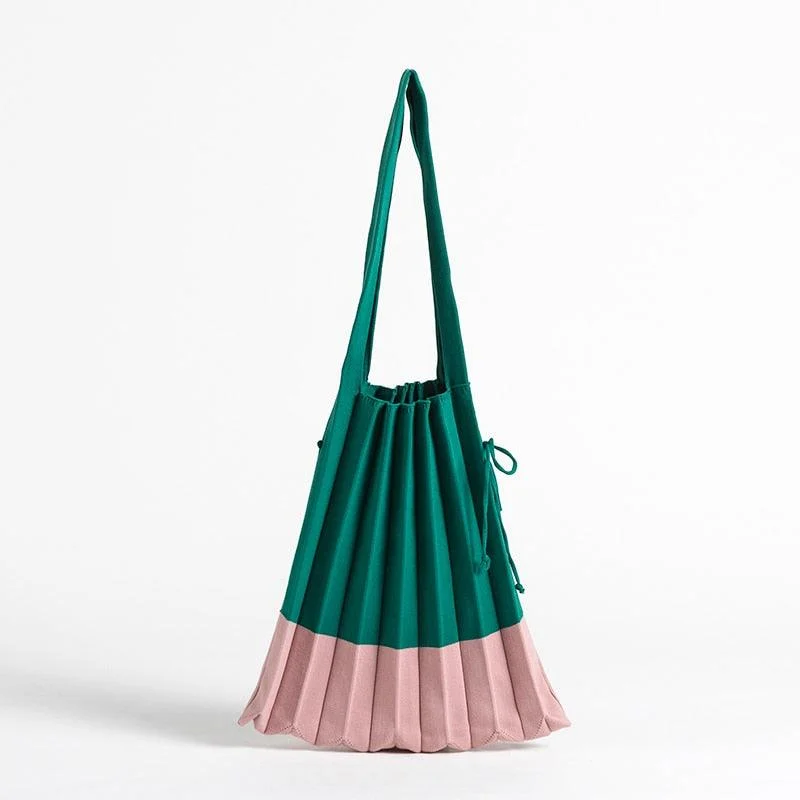 Mona Accordion Pleats Knit Shopper Bags - Glova