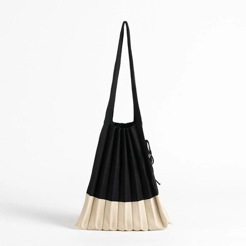 Mona Accordion Pleats Knit Shopper Bags - Glova