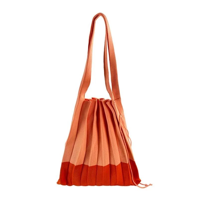 Mona Accordion Pleats Knit Shopper Bags - Glova