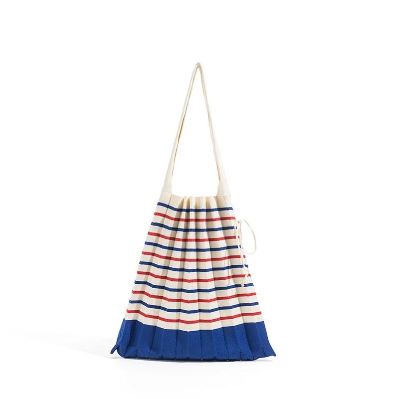 Mona Accordion Pleats Knit Shopper Bags - Glova