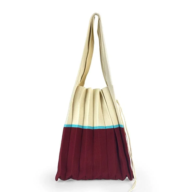 Mona Accordion Pleats Knit Shopper Bags - Glova