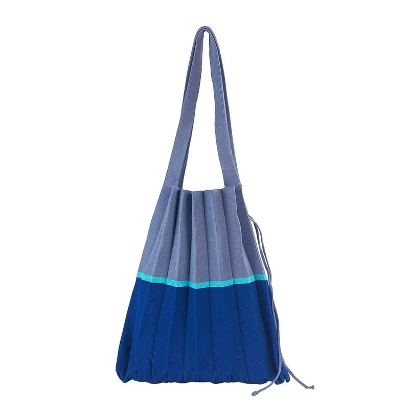 Mona Accordion Pleats Knit Shopper Bags - Glova