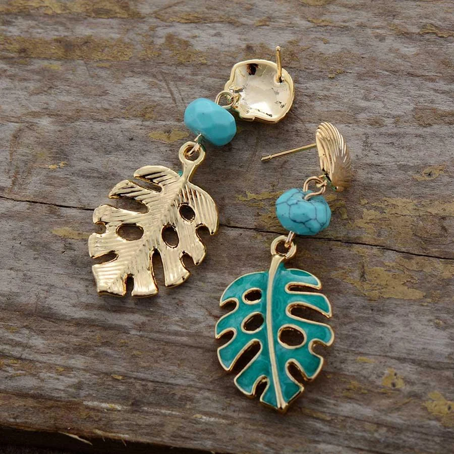 Monstera Leaf Dangle Earrings - Glova