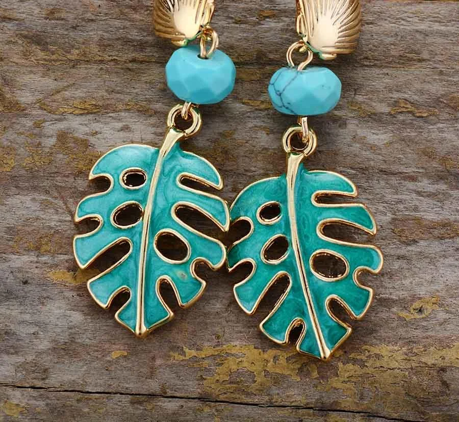 Monstera Leaf Dangle Earrings - Glova