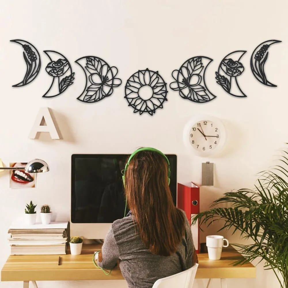 Moon Phase Boho Wall Decor 7pcs - Glova