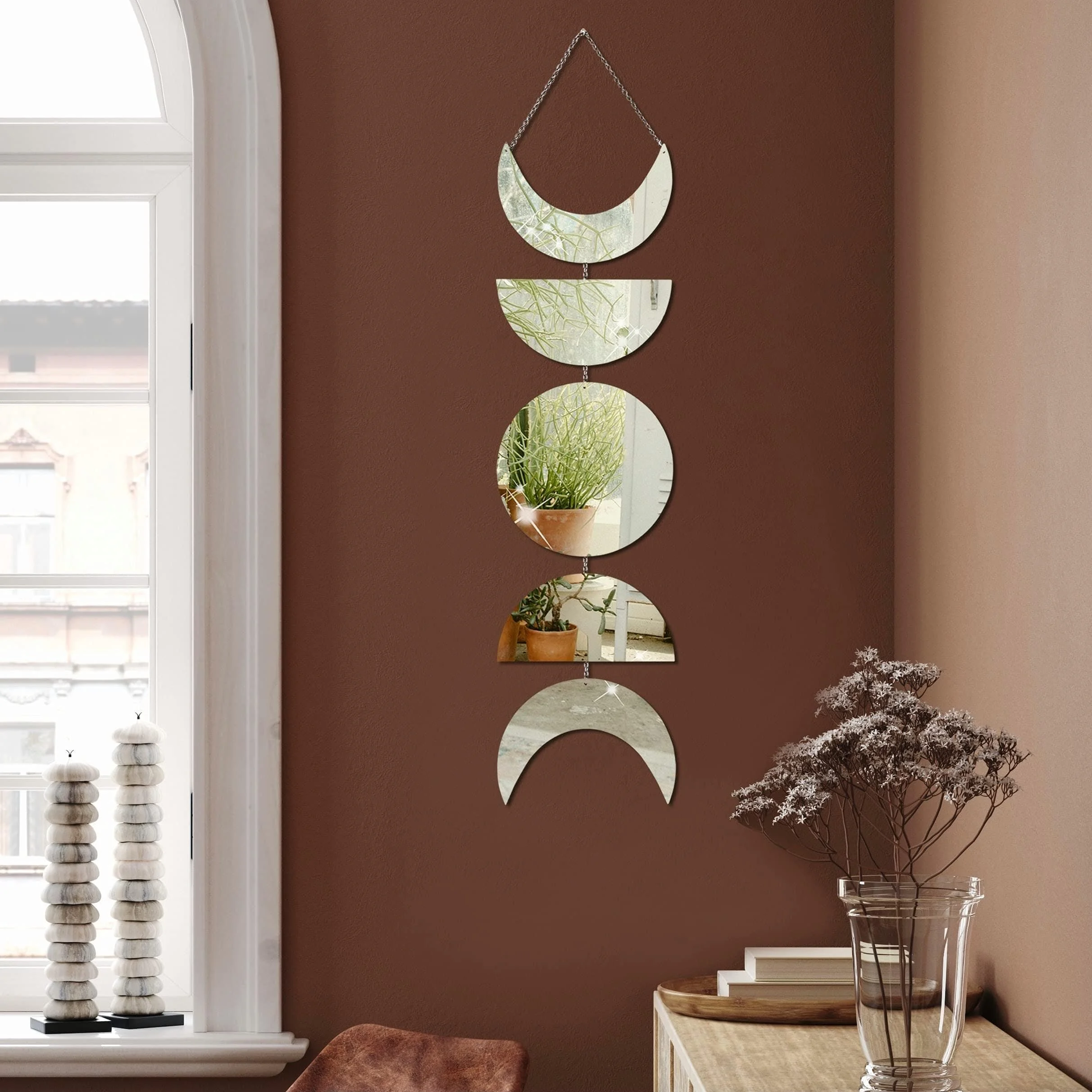 Moon Phase Mirror Wall Hanging - Glova