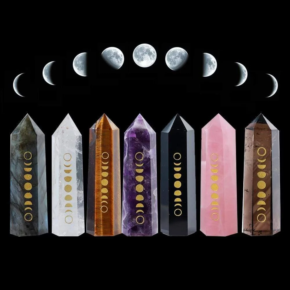 Moon Phases Natural Crystal Wands - Glova