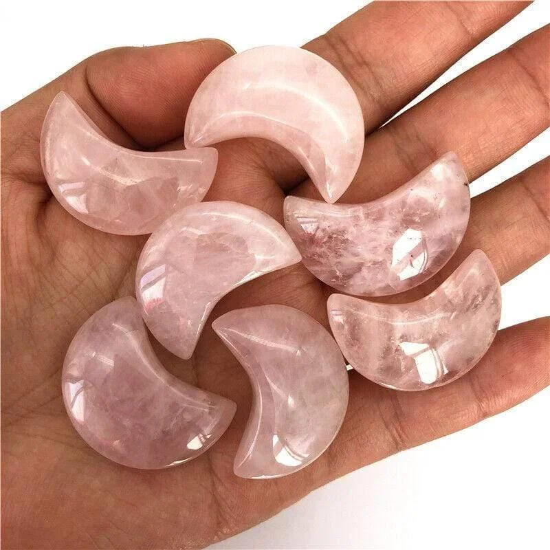 Moon Shaped Pink Quartz Crystal - Glova