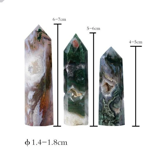 Moss Agate Point Tower Crystal - Glova