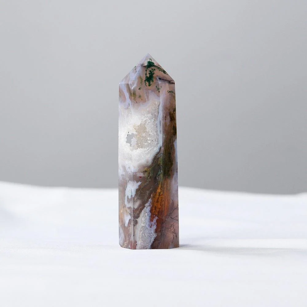 Moss Agate Point Tower Crystal - Glova