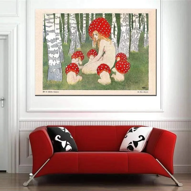 Mother Mushroom and her Kids Poster - Glova