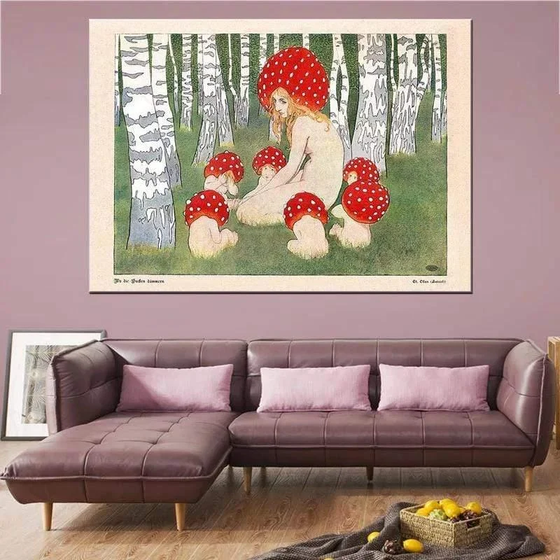 Mother Mushroom and her Kids Poster - Glova