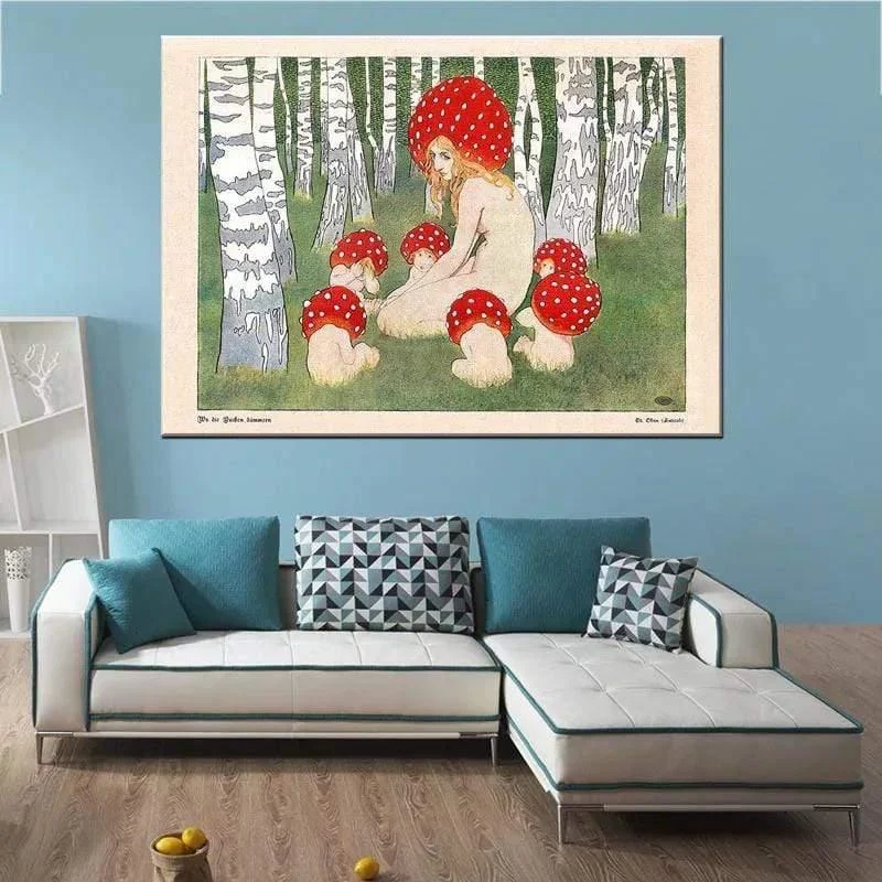 Mother Mushroom and her Kids Poster - Glova