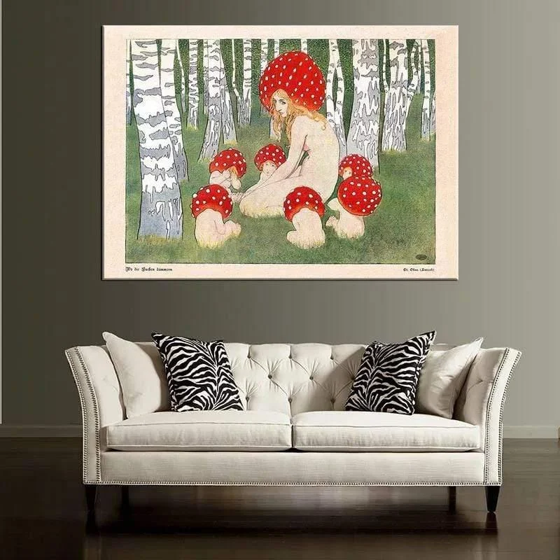 Mother Mushroom and her Kids Poster - Glova