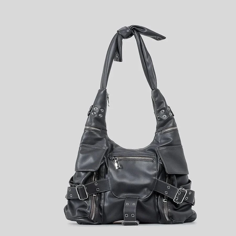 Multi Pocket Denim Shoulder Bag - Glova