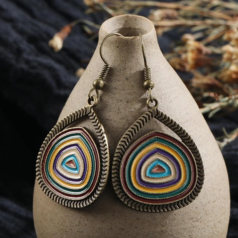 Multicolor Round Pendant Earrings - Glova