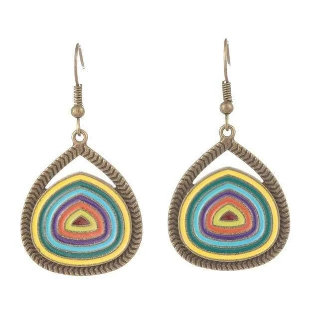 Multicolor Round Pendant Earrings - Glova