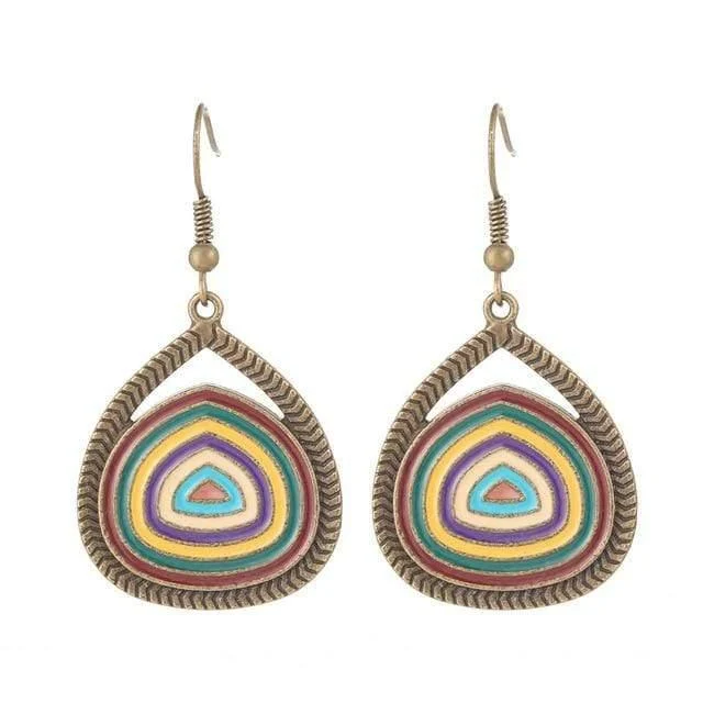 Multicolor Round Pendant Earrings - Glova